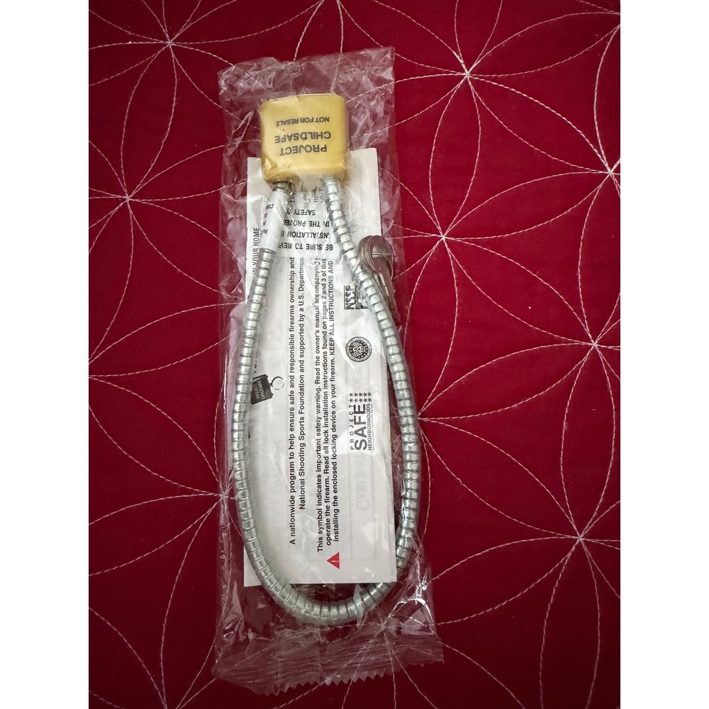 Project ChildSafe Firearm Cable Lock Yellow Steel Safety Lock with Keys New